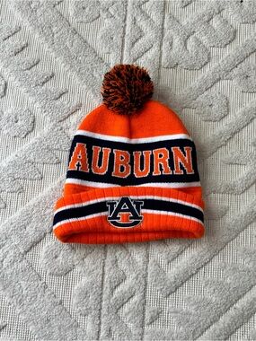 Auburn University Pom Beanie Knit Hat - Orange